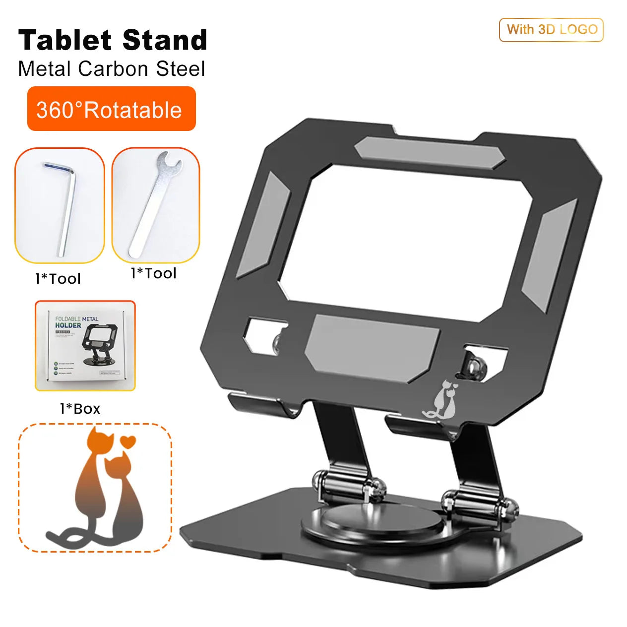 OEM Metal Carbon 360 Degree Rotation Laptop Tablet Stand Adjustable Laptop Stand for Desk Carbon Steel Computer Stand for Laptop