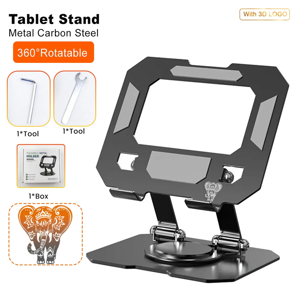 OEM Metal Carbon 360 Degree Rotation Laptop Tablet Stand Adjustable Laptop Stand for Desk Carbon Steel Computer Stand for Laptop