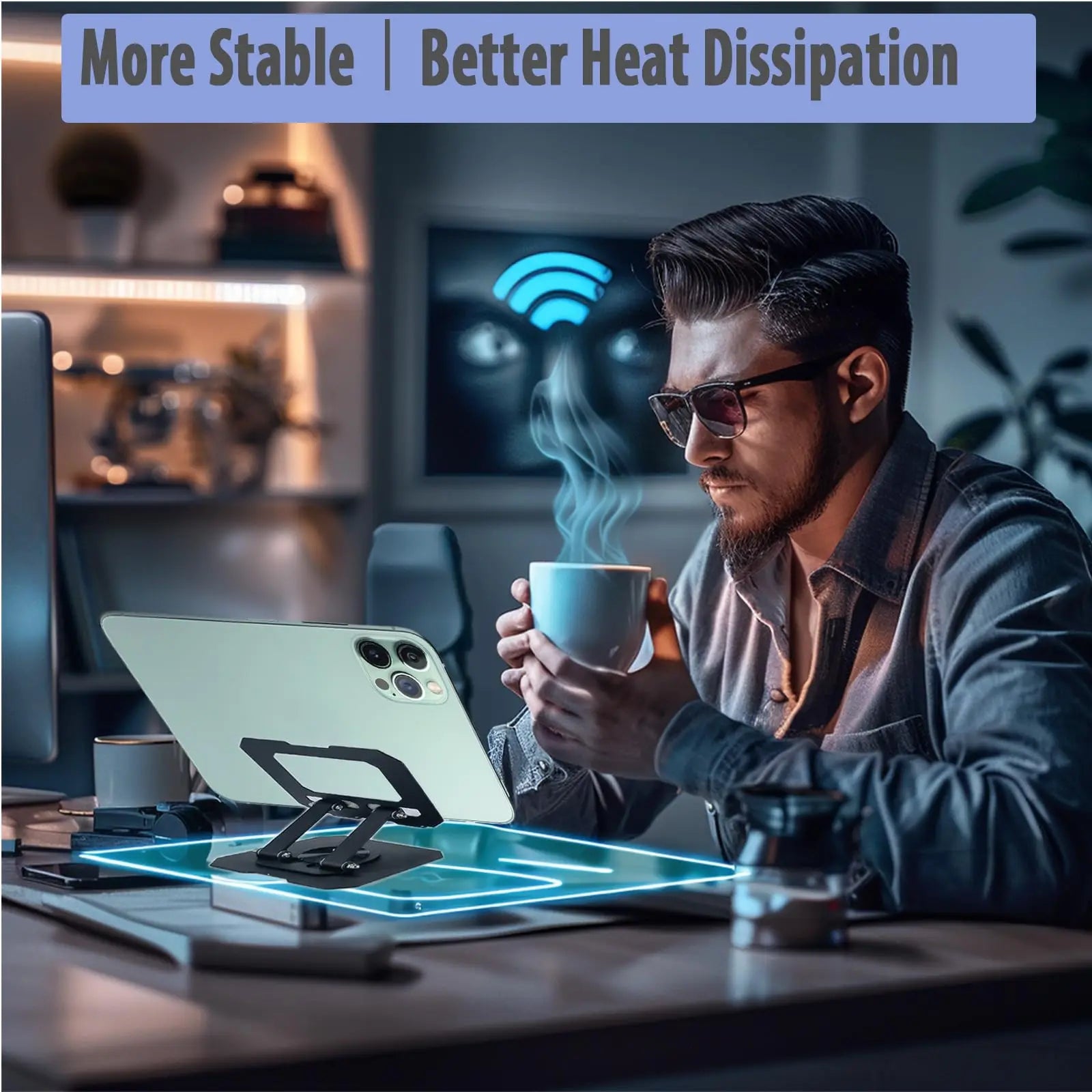 OEM Metal Carbon 360 Degree Rotation Laptop Tablet Stand Adjustable Laptop Stand for Desk Carbon Steel Computer Stand for Laptop