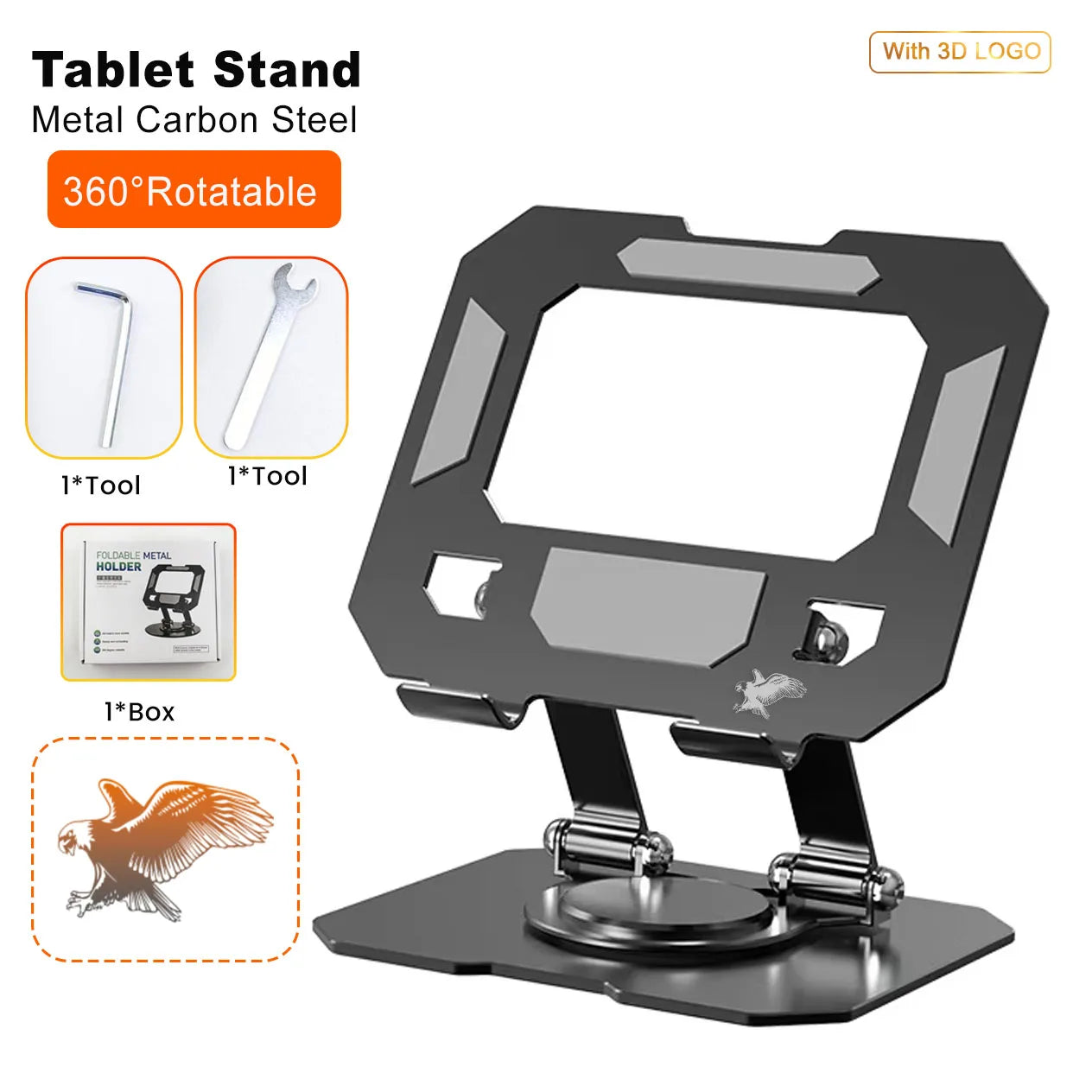 OEM Metal Carbon 360 Degree Rotation Laptop Tablet Stand Adjustable Laptop Stand for Desk Carbon Steel Computer Stand for Laptop