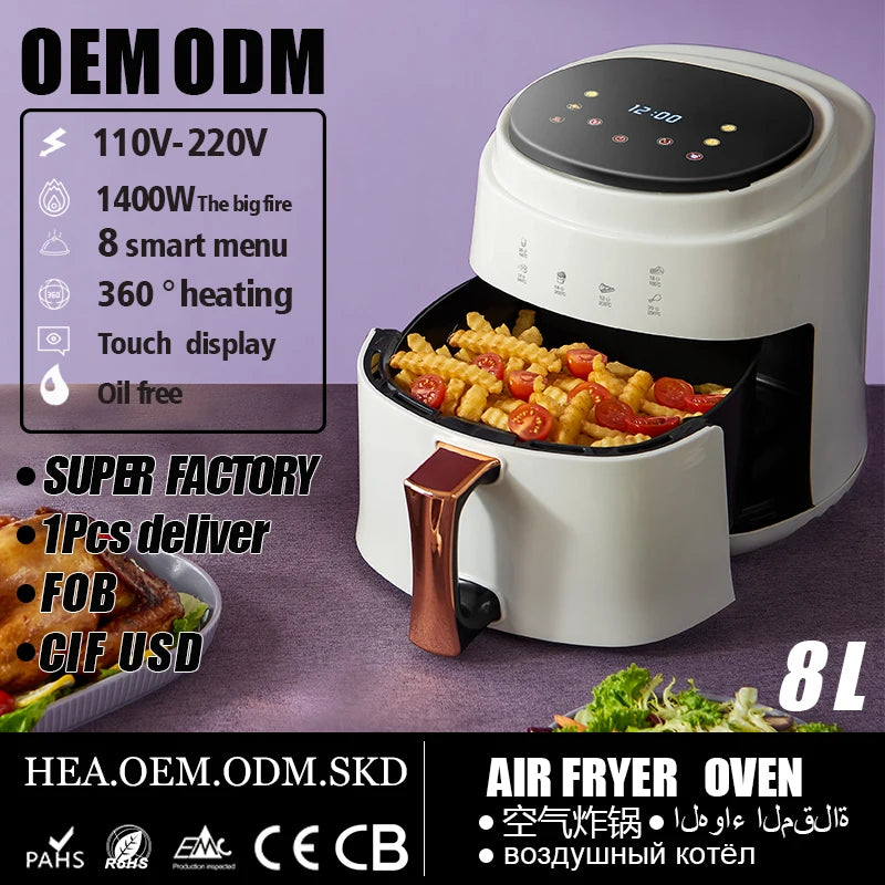 Hot Selling Professional Non-Stick Air Fryer Touch Screen Digital Multifuncional Air Fryers Without Oil Smart Air Fryer