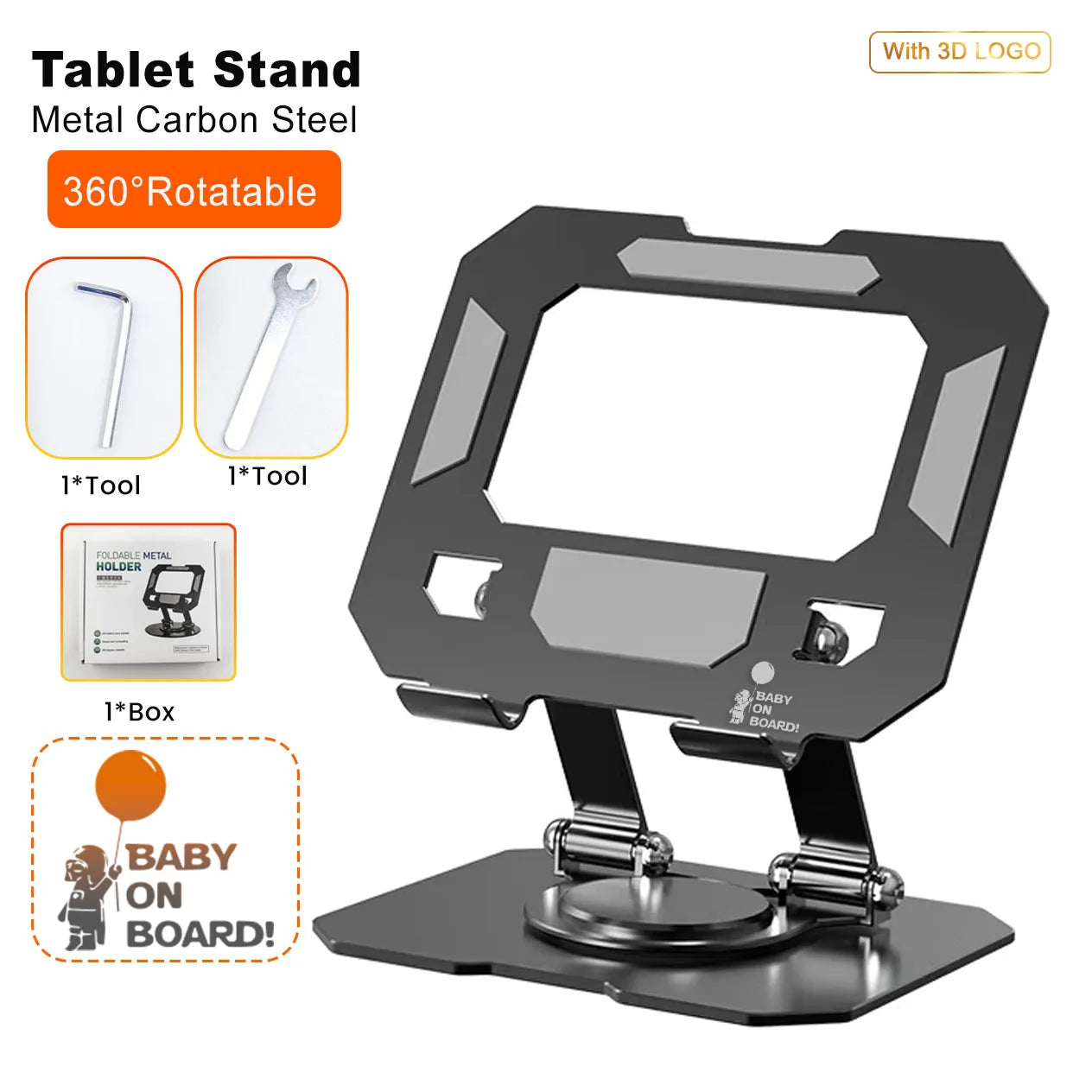 OEM Metal Carbon 360 Degree Rotation Laptop Tablet Stand Adjustable Laptop Stand for Desk Carbon Steel Computer Stand for Laptop