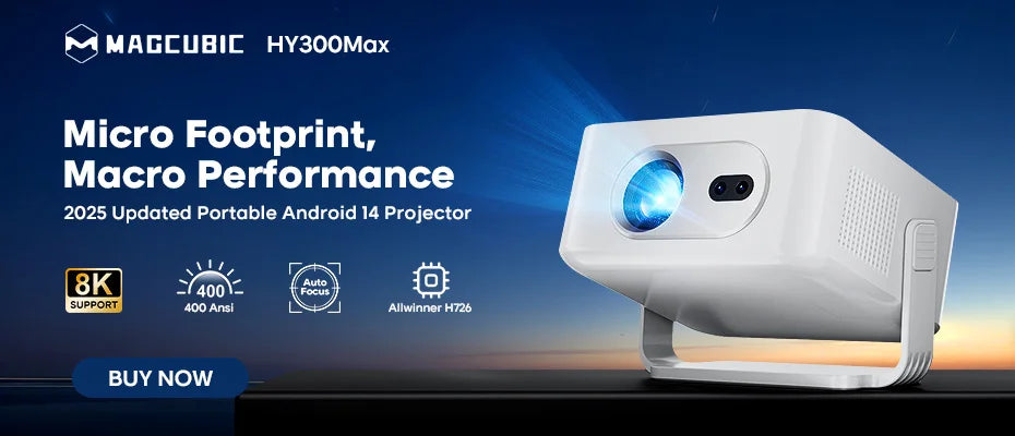 Magcubic Projector HY300 Pro 8K Android 14 Dual Wifi6 290ANSI Allwinner H726 BT5.4 1080P 1280*720P Home Cinema Outdoor Projetor
