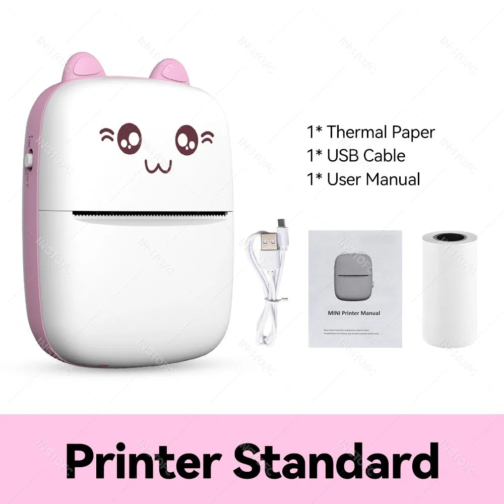 58mm Photo Label Portable Mini Thermal Printer Sticker Memo Tag Printing Cute Bluetooth Printer for IOS Android or 57mm Paper