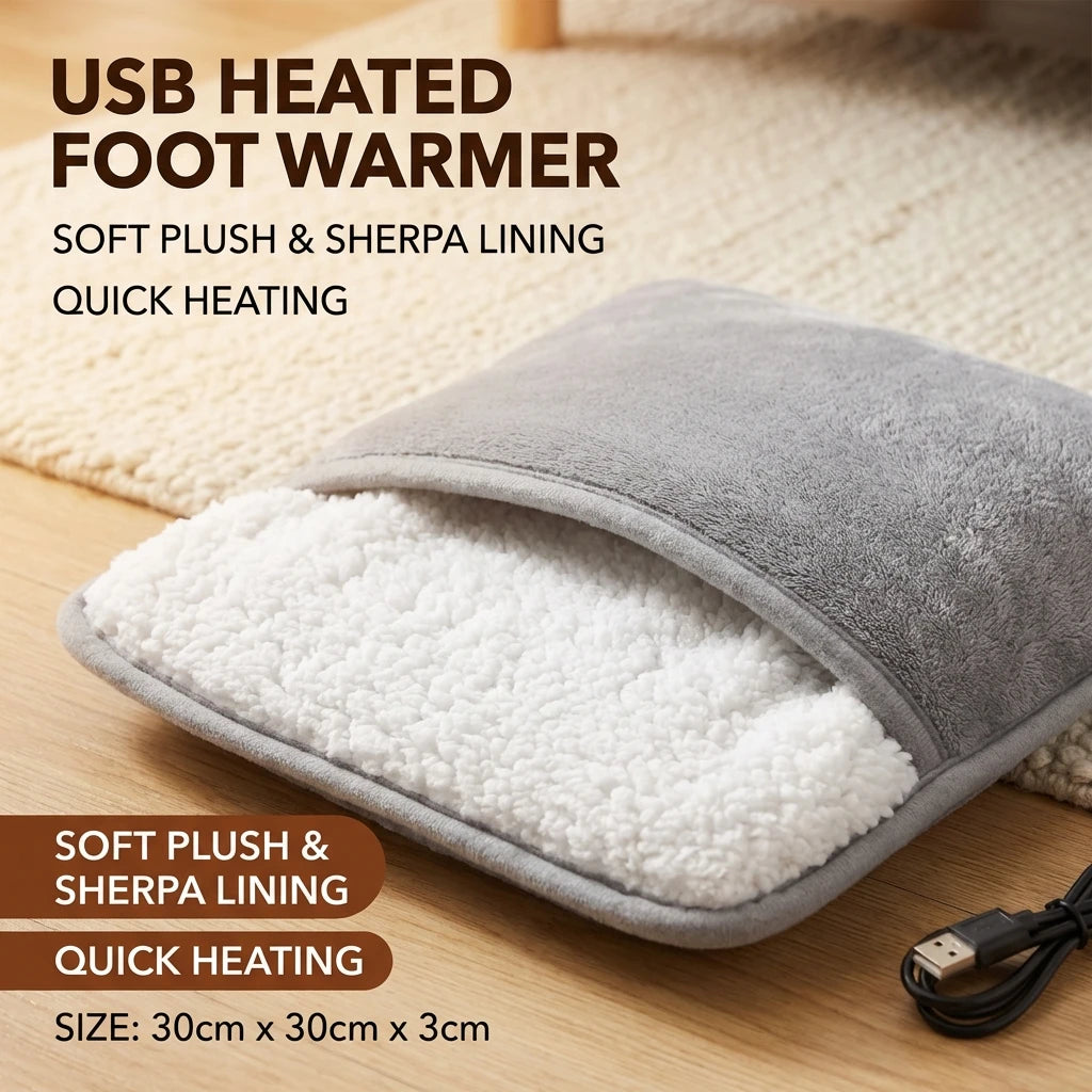 Winter Electric Foot Heating Pad Soft Washable Flannel Foot Warmer with Constant Temperature Heating Foot Warming Mat