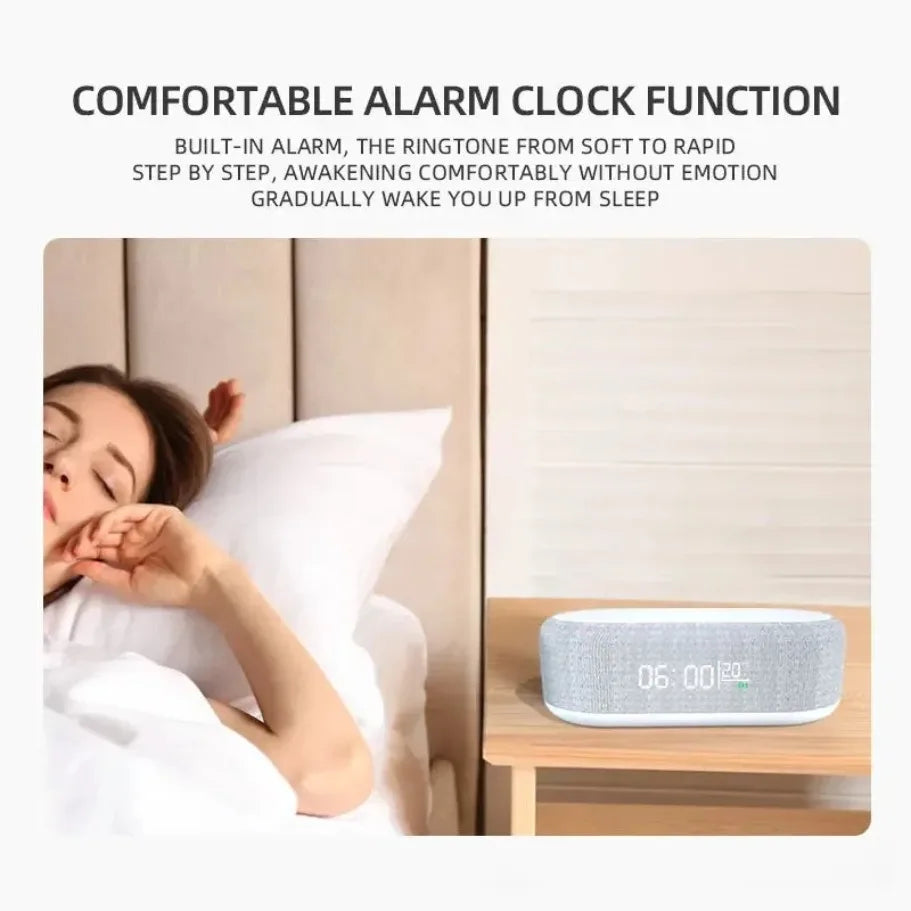 Alarm Clock Wireless Chargers Pad Phone Bedroom Lamp Night Light Desk Thermometer For iPhone 17 16 15 14 13 Fast Charging Dock