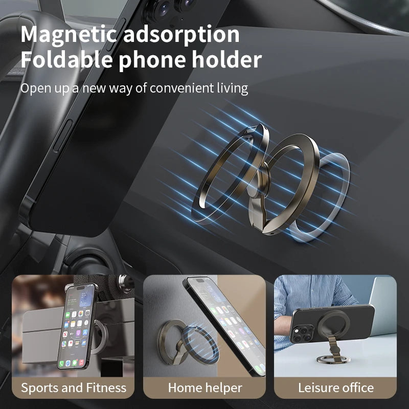 2025 Double-Sided MagSafe Phone Holder for iPhone 14/15/16, Foldable 360° Rotating Stand with Strong Magnet & Finger Grip Suppor