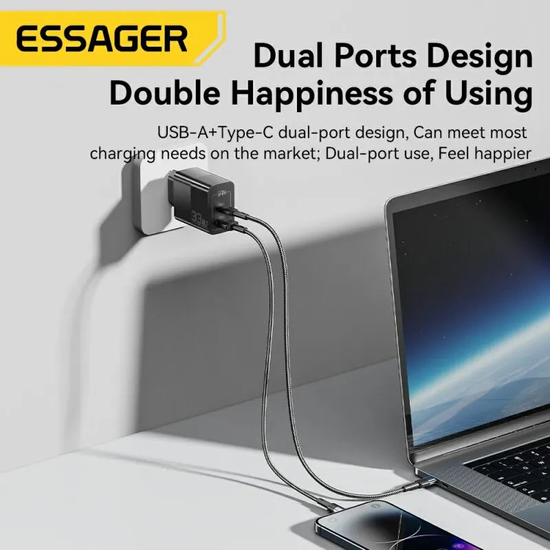 Essager USB C Charger 33W GaN Type C PD Fast Charging For iPhone 14 13 12 11 Pro Max XS 8 P For iPad Pro Air iPad Mini