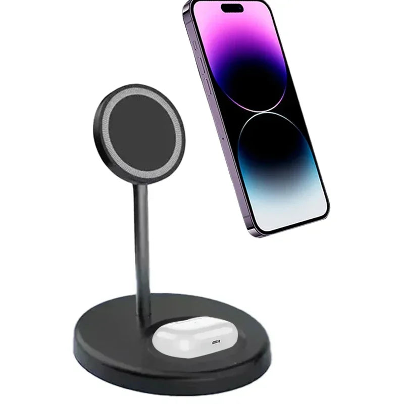 2-in-1 Magnetic Wireless Charger Stand for iPhone 17 16 15 14 13 12 AirPods 4/3 Pro for MagSafe Fast Wireless Charging Stantion