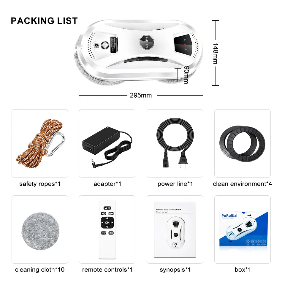 PuRuiKai Ultra thin Robot vacuum cleaner window cleaning robot window  electric glass limpiacristales remote control for home