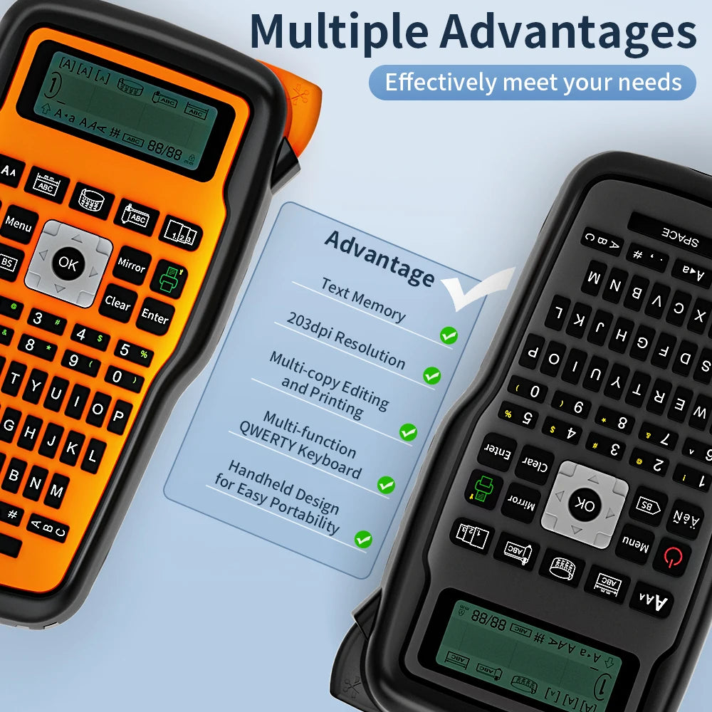 E1000PRO Tube Label Printer Sticker Label Printer & Label Tape 12mm Compatible for Brother Ptouch Label Machine TZe-231 HSe-231