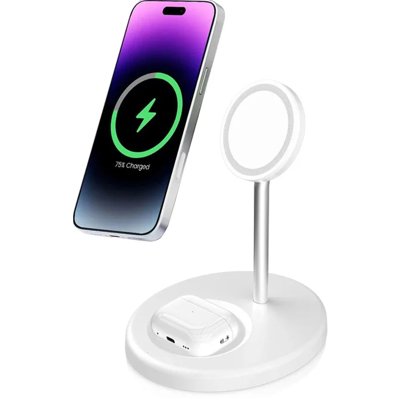 2-in-1 Magnetic Wireless Charger Stand for iPhone 17 16 15 14 13 12 AirPods 4/3 Pro for MagSafe Fast Wireless Charging Stantion