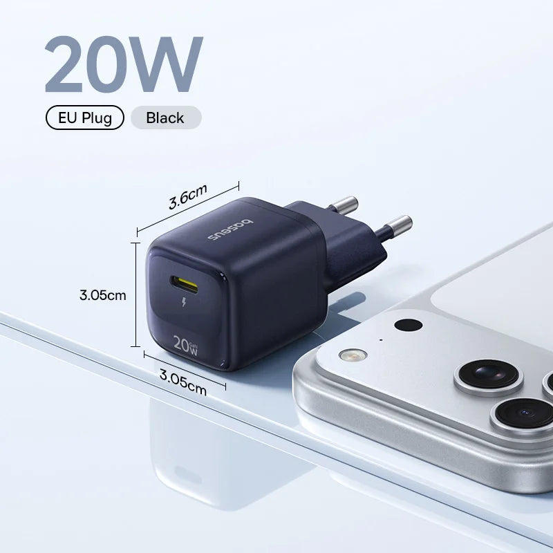 Baseus USB Type C Charger 20W Portable USB C Charger Support Type C PD Fast Charging For iPhone 15 14 13 12 Pro Max 11 X 8 Plus
