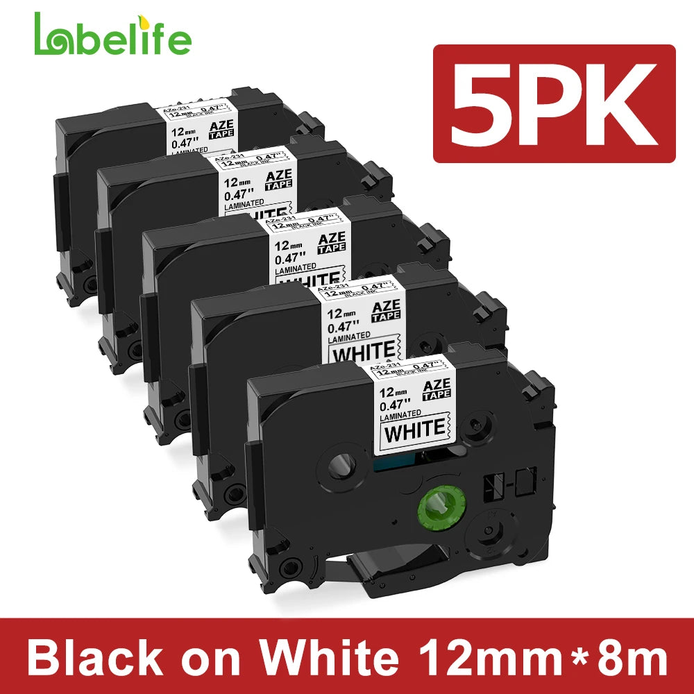 E1000PRO Tube Label Printer Sticker Label Printer & Label Tape 12mm Compatible for Brother Ptouch Label Machine TZe-231 HSe-231