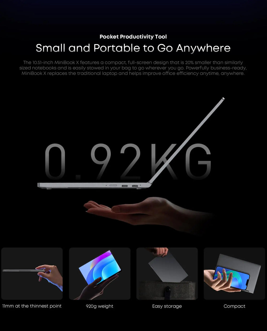 CHUWI MiniBook X 2 in 1 Laptop Intel N150(up to 3.6GHz) 512GB ROM 16GB LPDDR5 10.51" 1200x1920 FHD IPS Windows 11 Notebook