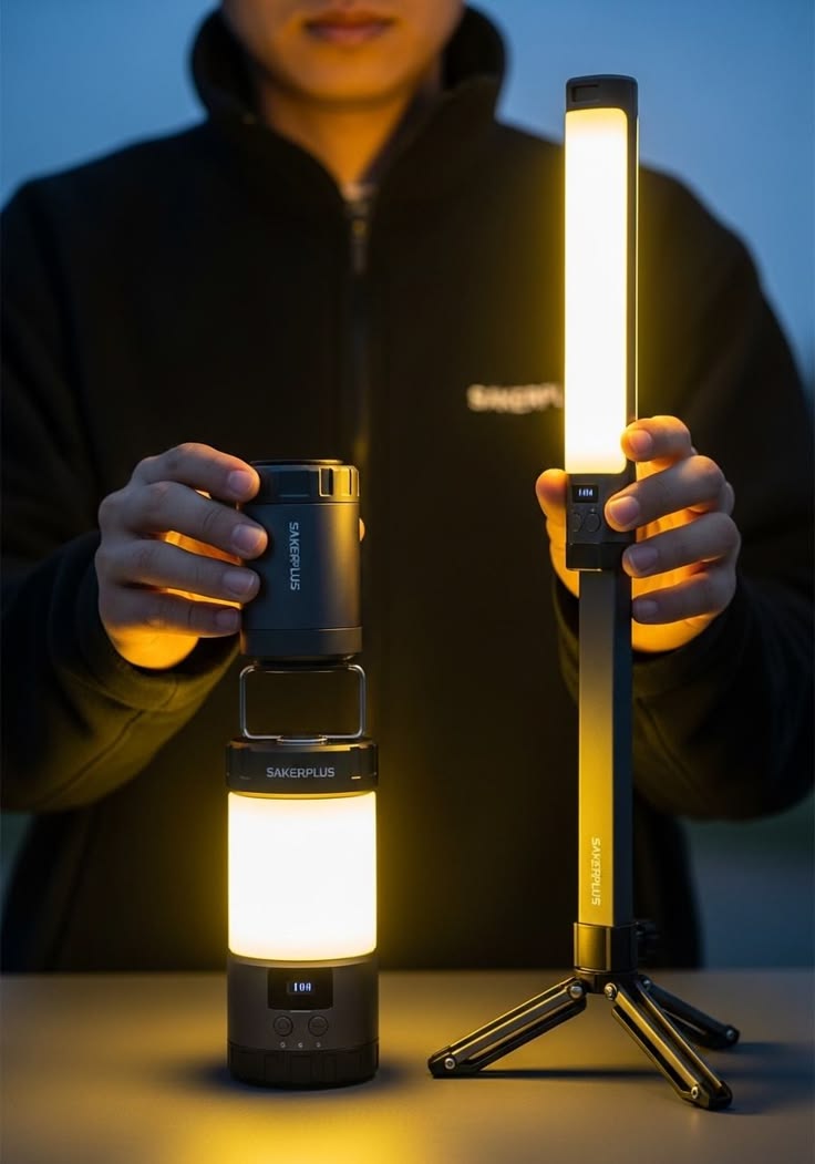 Multifunctional telescopic LED camping lamp